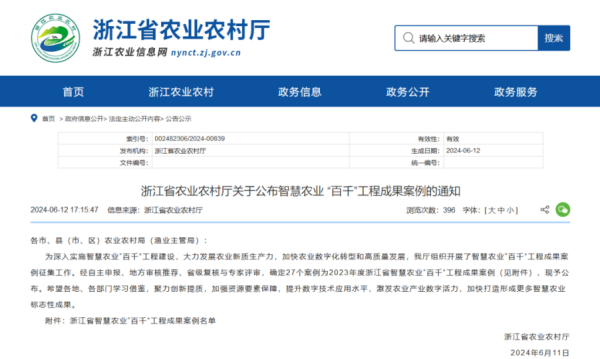 2023年度浙江省智慧農(nóng)業(yè)“百千”工程成果案例公布！托普云農(nóng)4大案例成功入選